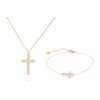 Set z chirurgické oceli, drobný křížek se zirkony, řetízek + náramek 253