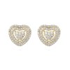 Pozlacené náušnice 14k pecky, dvojité srdce se zirkony 1002542