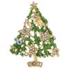 Vianočná brošňa so zirkónmi - stromček s hviezdičkami, zlatá farba 9001745