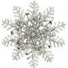zadná strana Vianočná brošňa - snehová vločka zdobená bielymi perličkami, strieborná 9001753-1 s perličkami