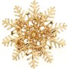Vianočná brošňa - snehová vločka zdobená bielymi perlami, zlatá farba 9001753