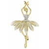 Brošňa - tanečnica so sukienkou a čírymi zirkónmi, zlaté farby