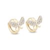 20823 1 pozlátené náušnice 14k korálik motýľa s kubickým zirkónom