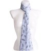 Dámsky ľahký obdĺžnikový šál so striebornou potlačou lístkov, modrej farby 7200729-3