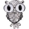 Brošňa - sova s veľkými očami vykladaná zirkónmi, biela farba, 9001789-1
