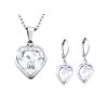 Set z chirurgické oceli srdce-modré, řetízek + náušnice se zirkony 107