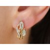 Pozlacené náušnice 14K, peříčko ozdobené zirkony 1002314