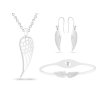 Sada anjelských krídel z chirurgickej ocele, retiazka + visiace náušnice + náramok so zirkónmi a perleťou 179