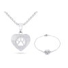 Súprava z chirurgickej ocele labka v srdci, retiazka + náramok so zirkónmi 197