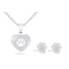 Súprava z chirurgickej ocele labka v srdci, retiazka + náušnice so zirkónmi 195
