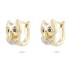 Pozlátené náušnice 14K prsteň, sova so zirkónmi 1002383