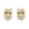 Pozlátené náušnice 14K prsteň, sova so zirkónmi 1002383