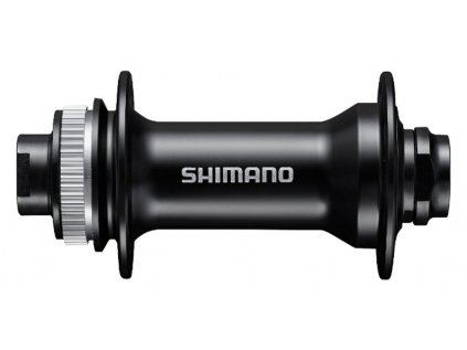 náboj disc Shimano HB-MT400 32děr Center Lock 15mm e-thru-axle 100mm přední černý v krabičce