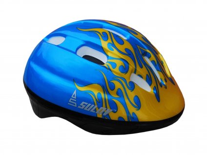 SULOV JUNIOR dětská cyklo helma (Helma velikost L, Barva modrá s plameny)