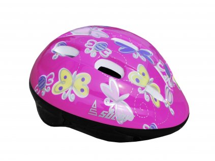 Dětská cyklo helma SULOV® JUNIOR, tm. růžová s motýlky
