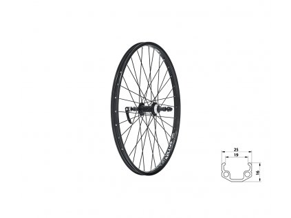 KELLYS Zapletené kolo zadní KLS WASPER FREEWHEEL V-brake R, 24", black