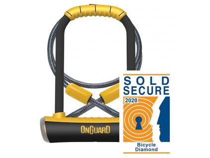 zámek ONGUARD Pitbull podkova 115×230×14 mm + lanko 1200×10 mm (Barva černá/žlutá)