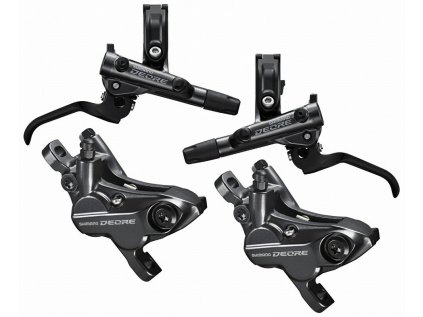 brzda kotoučová SHIMANO Deore M6120 čtyřpístková přední a zadní komplet bez kotoučů, (zadní J-kit)