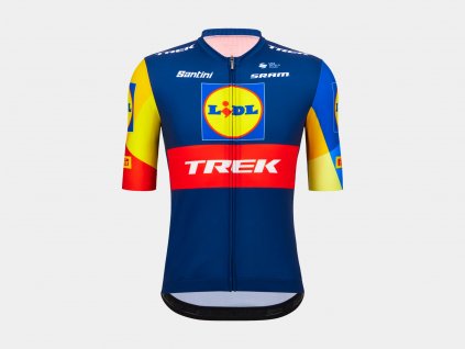 Replika dámského závodního dresu Santini Lidl-Trek (SIZE L, COLOR_NAME tmavě modrá/žlutá)