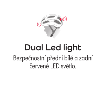 Dual Led light - Bezpečnostní přední bílé a zadní červené LED světlo.