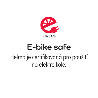 E-bike safe - Helma je certifikovaná pro použití na elektro kole.