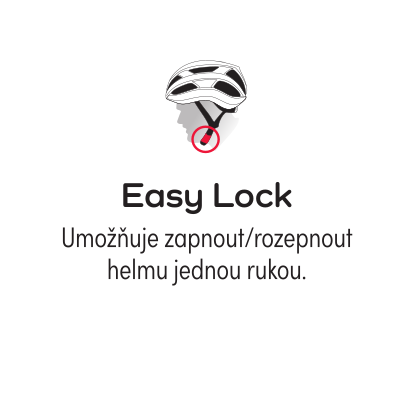 Easy Lock - Umožňuje zapnout/rozepnout helmu jednou rukou.