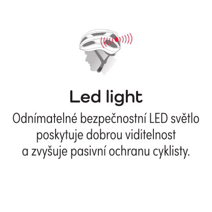 Led light - Odnímatelné bezpečnostní LED světlo poskytuje dobrou viditelnost a zvyšuje pasivní ochranu cyklisty.