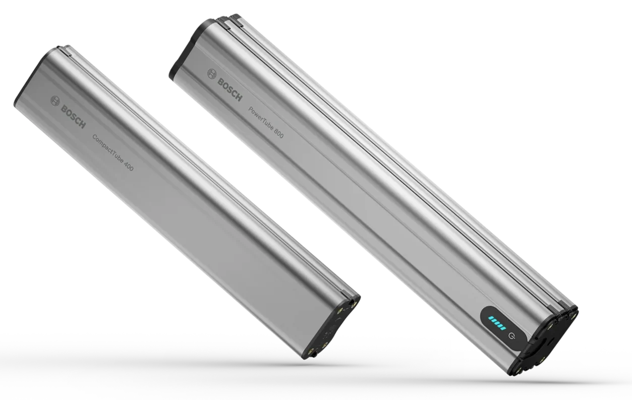 Dvě integrované baterie Bosch pro elektrokola – kompaktní CompactTube a velká PowerTube