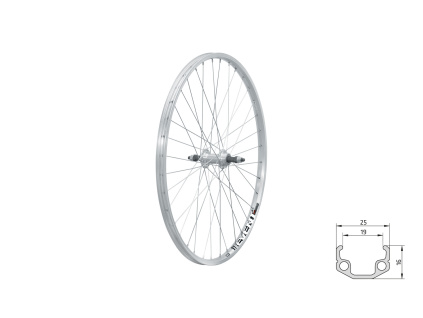 Zapletené kolo zadní KLS EVENT V-brake R, 26", silver