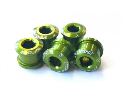 Sada zelených šroubů do převodníků Garbaruk Chainring Bolts Set, M8 x 0.75, 8,1g