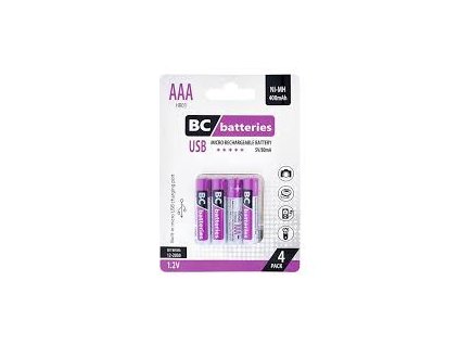 Batérie USB BC nabíjateľné 4ks AAA 400mAh