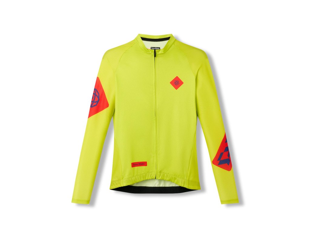 Pánský cyklistický dres Pedal Mafia Mens Core Long Sleeve Jersey VIS Yellow