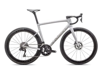 Silniční kolo Specialized Tarmac SL8 - S-Works Shimano Dura-Ace Di2  Gloss Dove Grey / Silver Dust Blurred Impasto / Black Pearl