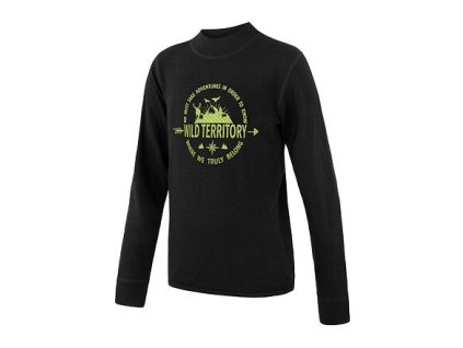 SENSOR MERINO DF TERRITORY dětské triko dl.rukáv černá