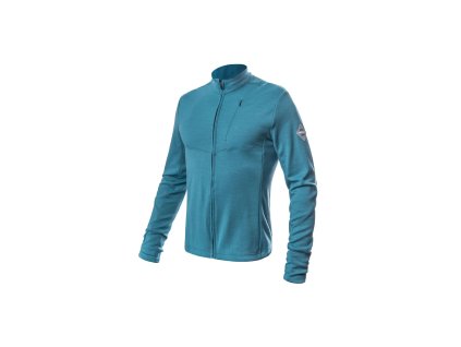 SENSOR MERINO UPPER pánská mikina celozip mint blue