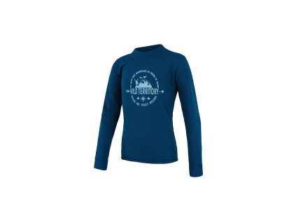 SENSOR MERINO DF TERRITORY dětské triko dl.rukáv deep blue