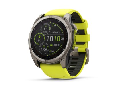 Garmin fenix 8 – 51 mm, Solar, Sapphire, Titanium s Yellow/Graphite silikonovým řemínkem  + Nylonový řemínek k výběru ZDARMA + mapy TOPO Czech