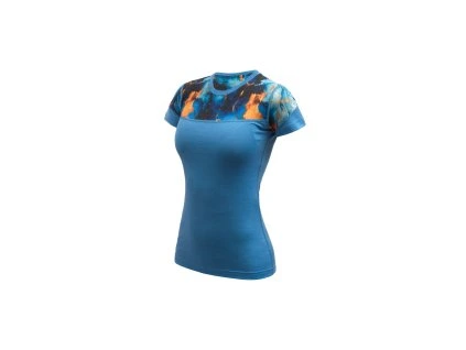 SENSOR MERINO IMPRESS dámské triko kr.rukáv modrá/universe