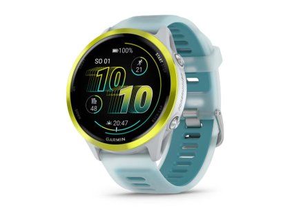 Garmin Forerunner 570 - 47mm, Amp Yellow hliníková luneta, poloprůhledný řemínek Whitestone/Turquoise