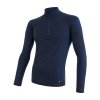SENSOR MERINO DF pánské triko dl.rukáv zip deep blue