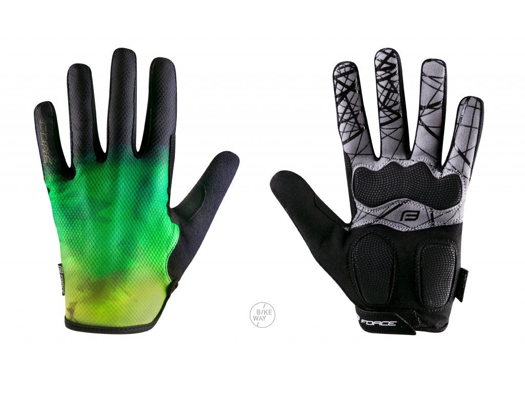 Cyklistické rukavice FORCE MTB CORE letní fluo-zelené