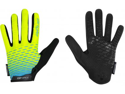Dětské letní celoprstové rukavice FORCE KID MTB ANGLE fluo modré