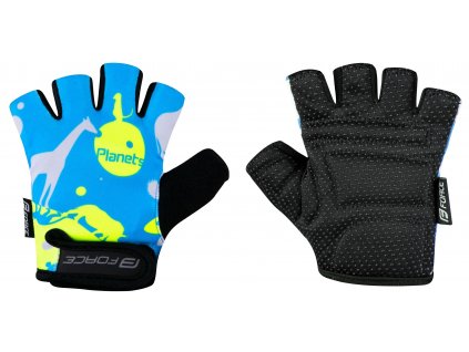 Dětské cyklistické rukavice FORCE PLANETS modro fluo