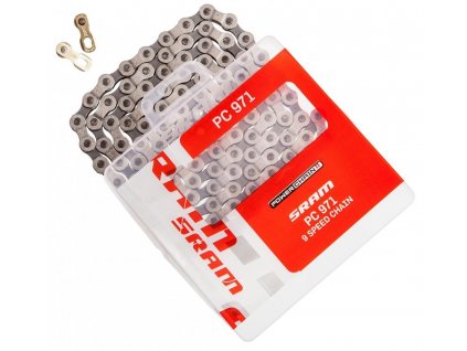 Řetěz Sram PC 971 114 článků, 9 rychlostní, Power Link zlatá
