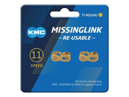 Spojka na řetěz KMC MissingLink 11 Ti N Gold zlatá Re usable 2ks