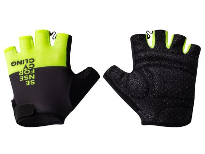 Cyklistické rukavice FORCE FINE černo fluo