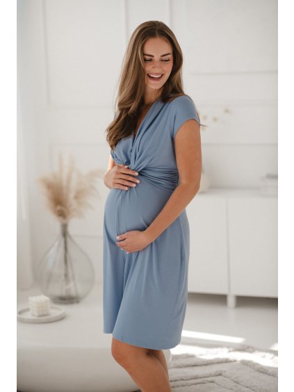 Těhotenské a kojicí šaty Loop světle modré
