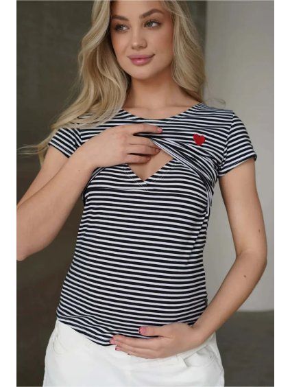 Kojicí tričko černobílé s proužky