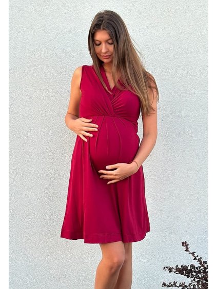 Elegantní těhotenské šaty bordó