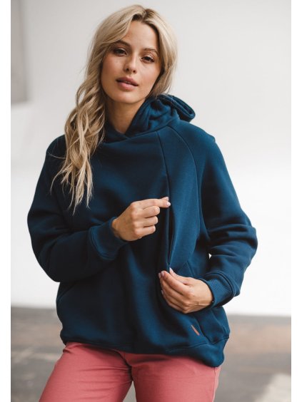 Těhotenská a kojící mikina 3v1 modrá oversize